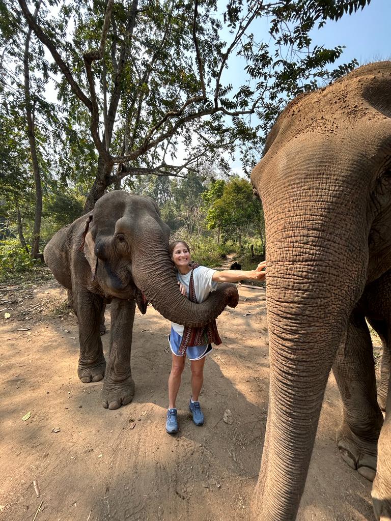 Beth in Thailand, Talking to the Elephants